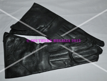 Knights - Black Leather Gauntlets - Plain (Ex Large)